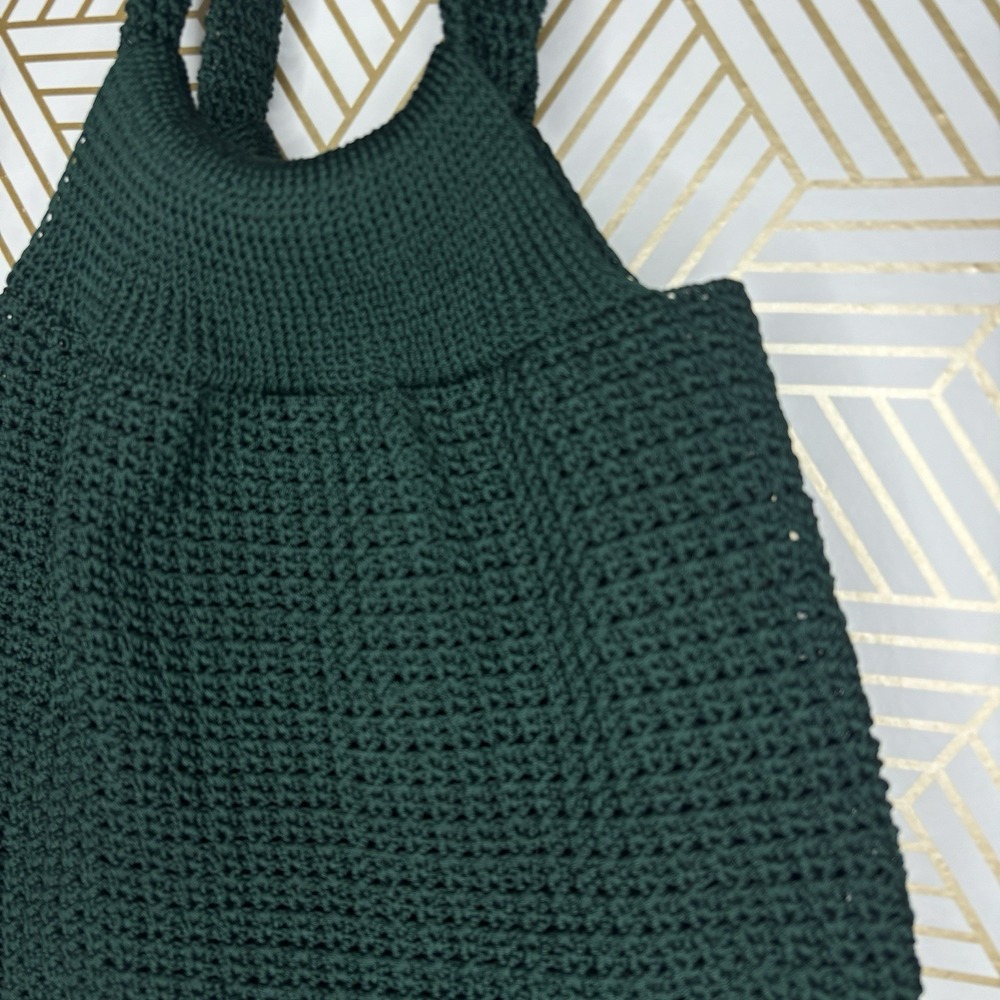 Crochet Hobo Shoulder Bag Tote Forest Green Boho Hippie Coastal Cottagecore